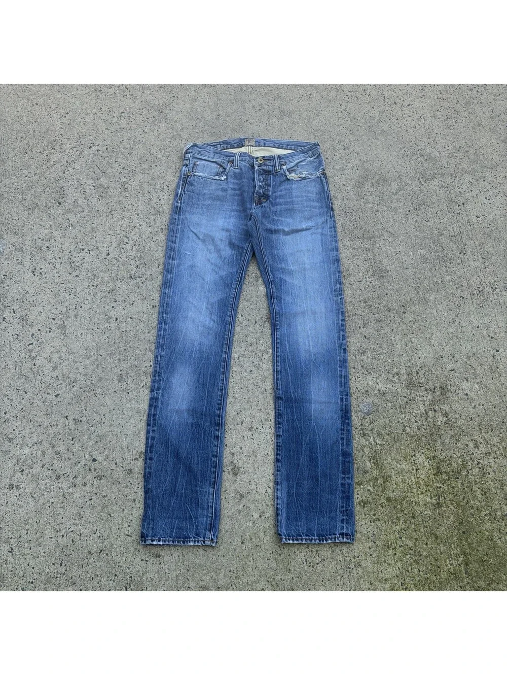 PRPS Barracuda Selvedge Jeans Button Fly Medium Wash Faded Distressed Size 32